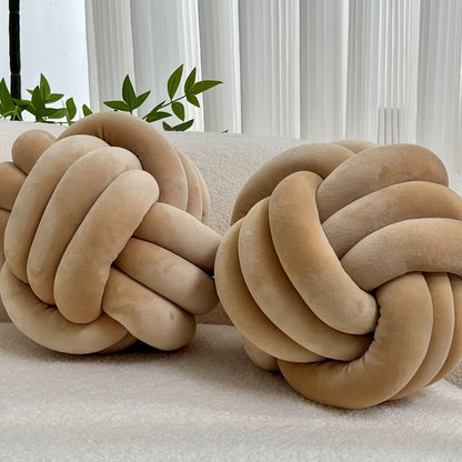 [Soft Plush Knot Ball Pillows] 2pcs Soft Plush Knot Ball Pillows - Minimalist Stress-Relieving Round Cushions - Machine Washable for All-Season Comfort