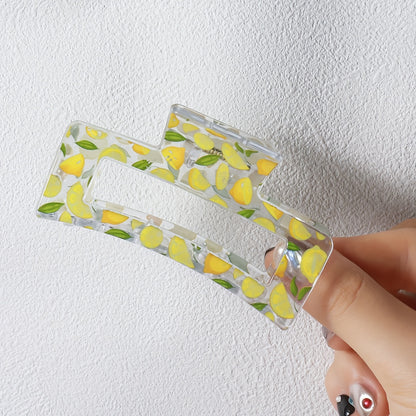 1pcs Transparent Flower Lemon Pattern Hair Claw Clip All-Match Grab Hair Clip Hair Accessories For Women Female