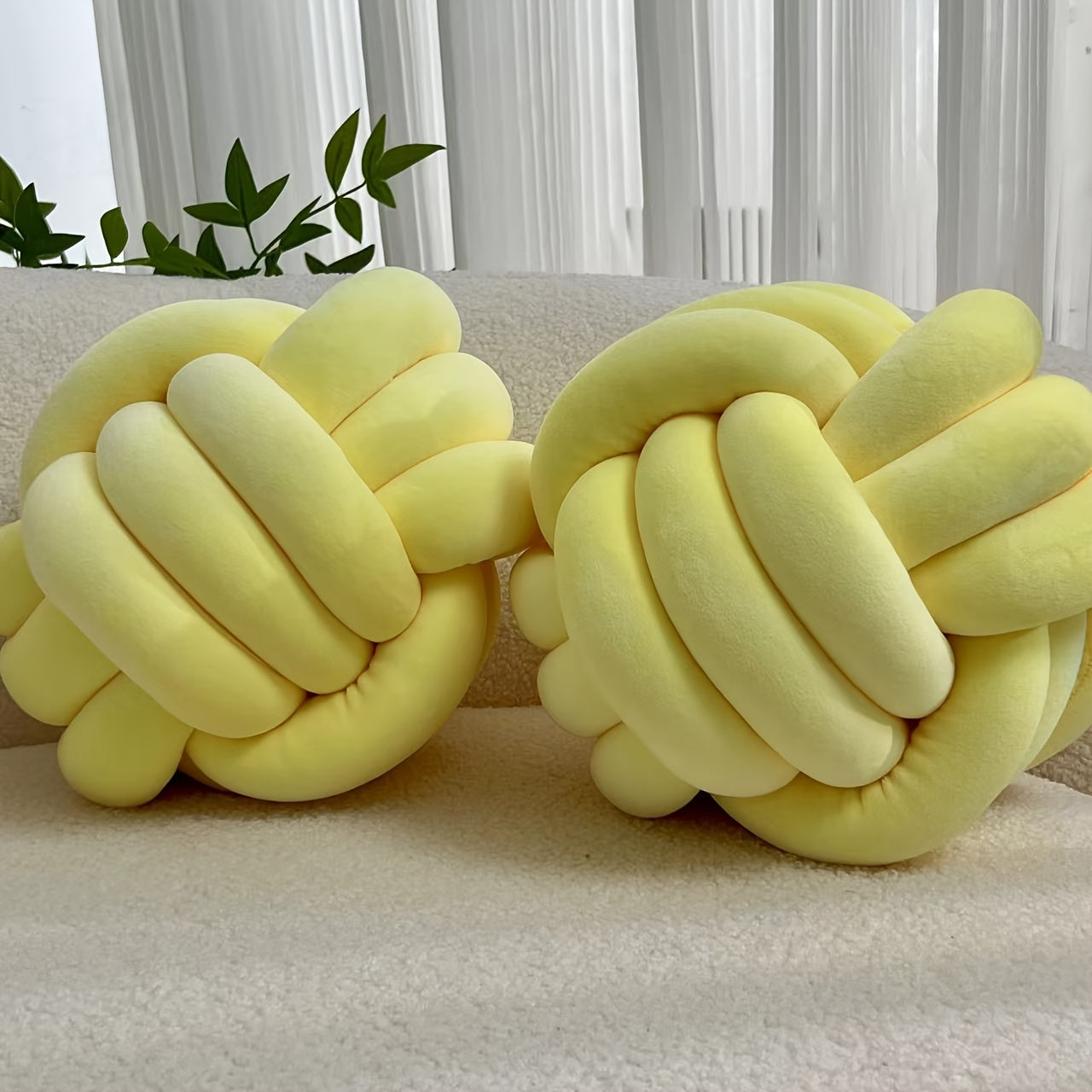 [Soft Plush Knot Ball Pillows] 2pcs Soft Plush Knot Ball Pillows - Minimalist Stress-Relieving Round Cushions - Machine Washable for All-Season Comfort