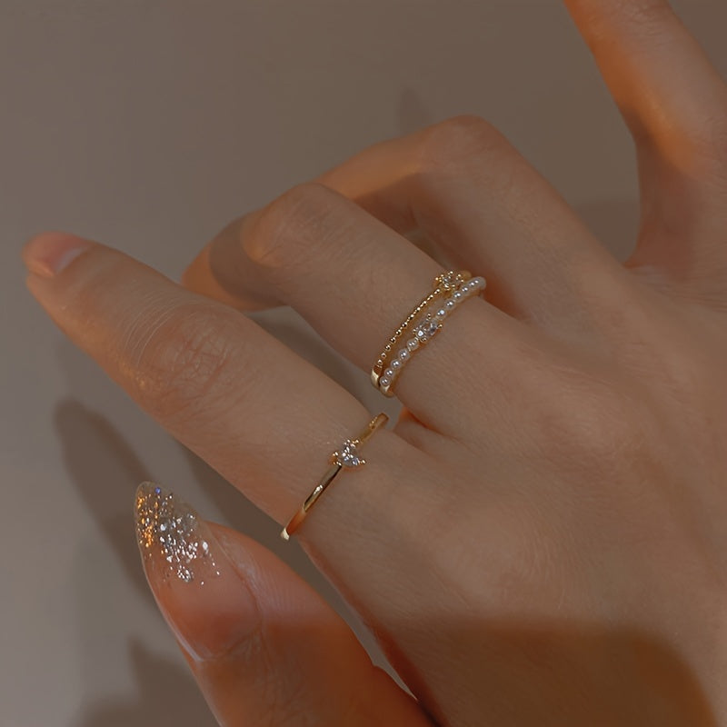 3pcs Shimmering Zirconia Stacking Rings in Heart and Square Shapes - Perfect for Daily Wear, Parties, and Gifting