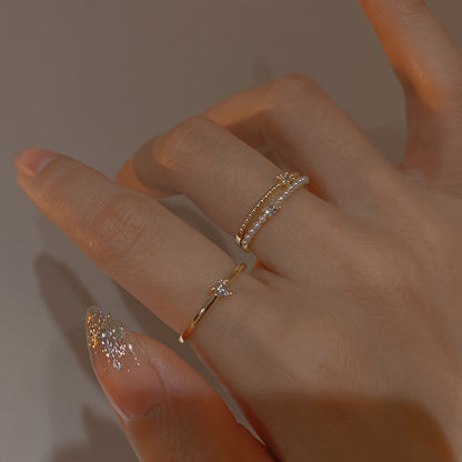 3pcs Shimmering Zirconia Stacking Rings in Heart and Square Shapes - Perfect for Daily Wear, Parties, and Gifting