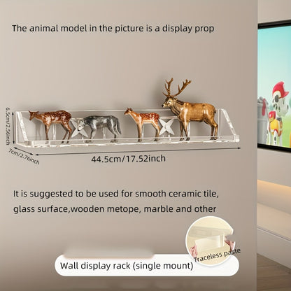 Contemporary Plastic Display Stand for Models, Building Blocks, Animal Figurines - Wall Mounted Organizer Shelf, No Electricity Required