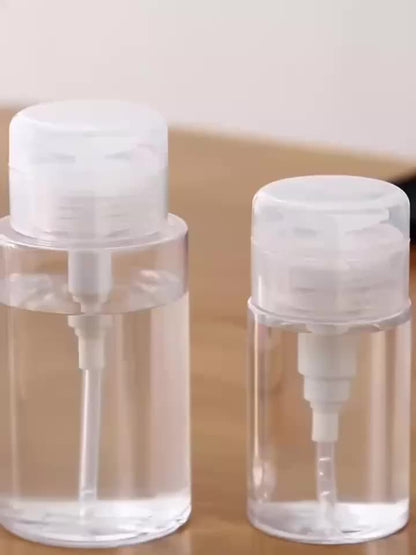 Travel-Friendly Push Down Pump Dispenser Bottle - 100ml/200ml, Clear Plastic for Nail Polish Remover & Makeup Remover, Fragrance-Free