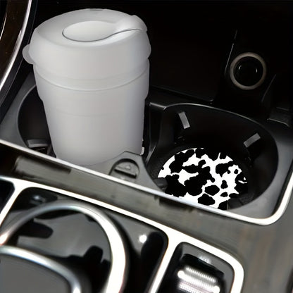 2pcs Stylish Black and White Cow Pattern Car Coasters - Non-Slip, Heat Insulation, Durable, Water-Resistant, Easy to Clean, Suitable for Women, Couple Gifts, Car Interior Accessories, Perfect for Any Vehicle