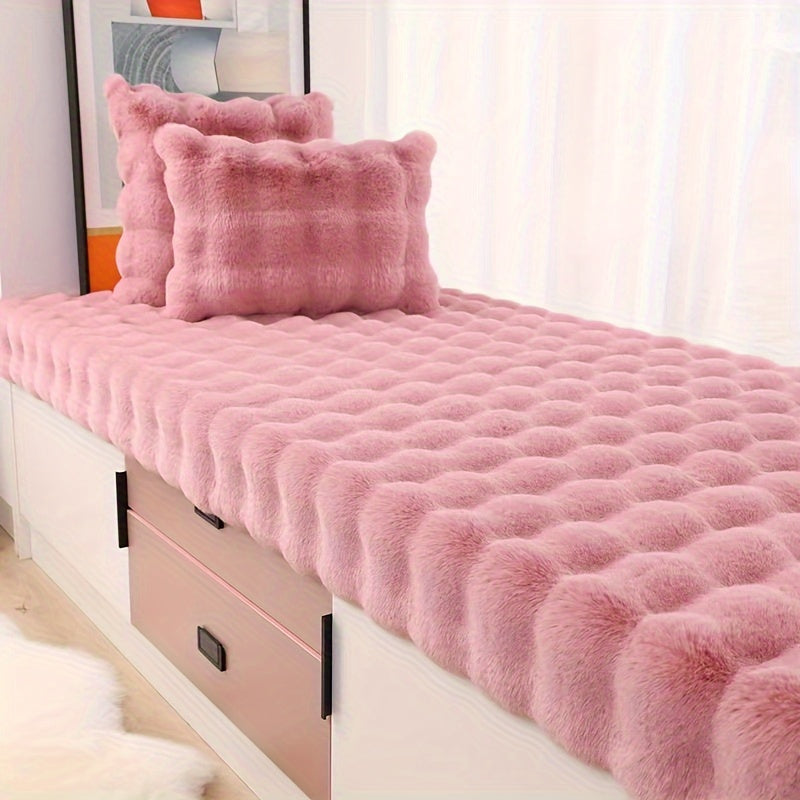 Ultra-Soft Faux Rabbit Fur Modern Pillow - Luxurious White Throw Pillow with Zipper Closure for Sofa, Bed, Living Room & Bedroom Decor, Machine Washable, Cute Pillows