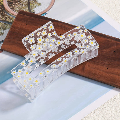 1pcs Transparent Flower Lemon Pattern Hair Claw Clip All-Match Grab Hair Clip Hair Accessories For Women Female