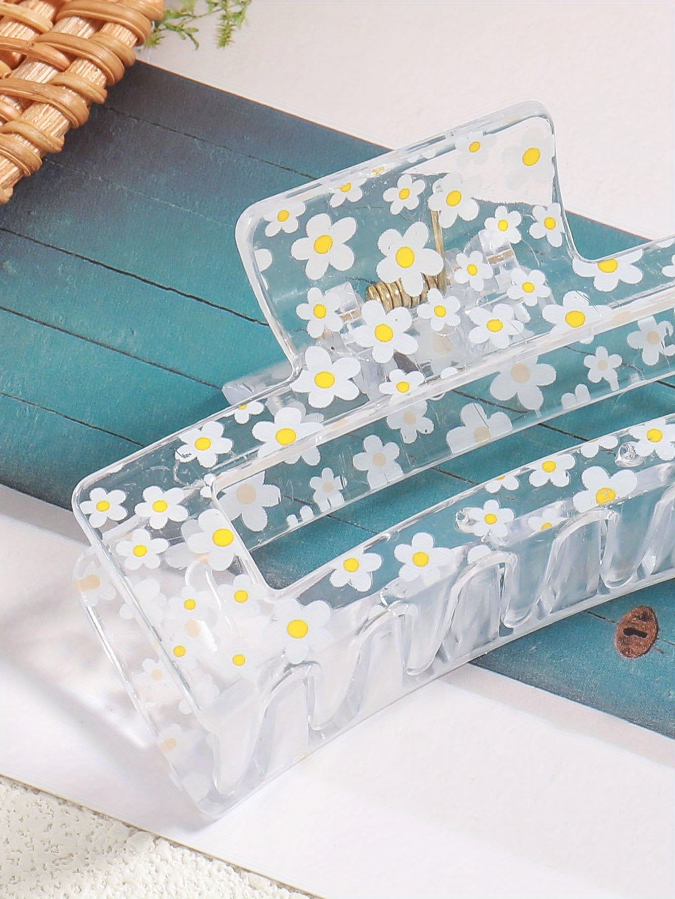 1pcs Transparent Flower Lemon Pattern Hair Claw Clip All-Match Grab Hair Clip Hair Accessories For Women Female