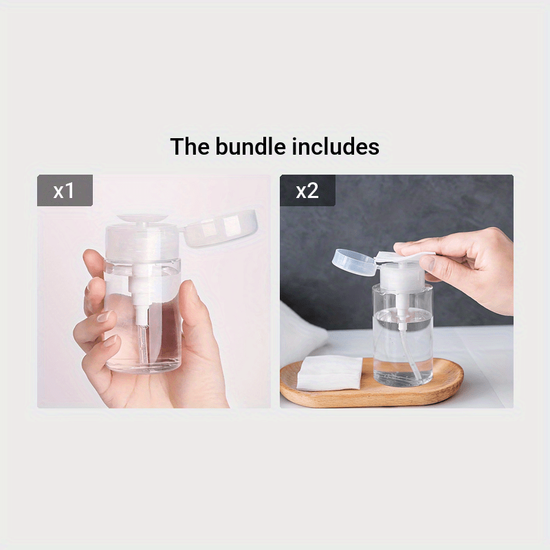 Travel-Friendly Push Down Pump Dispenser Bottle - 100ml/200ml, Clear Plastic for Nail Polish Remover & Makeup Remover, Fragrance-Free