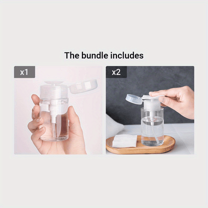 Travel-Friendly Push Down Pump Dispenser Bottle - 100ml/200ml, Clear Plastic for Nail Polish Remover & Makeup Remover, Fragrance-Free