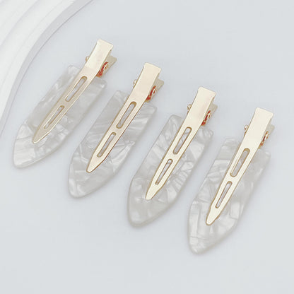 4pcs Hair Clip Styling without Bending, Acrylic Resin Flat Clip, No Crease Curling Small Needle, Seamless Bangs Hair Clip Tool for Makeup - Women's and Girls' Hair Accessories, Leopard Print White and Black