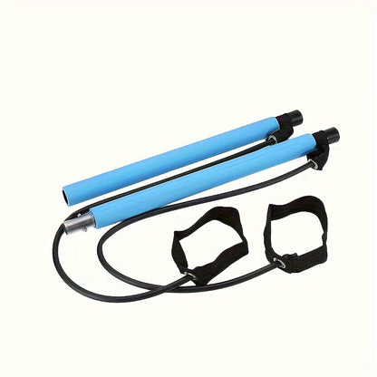1PC multifunctional Pilates rod combination fitness stick yoga chest expansion tension rope rear training board elastic rope stretch belt