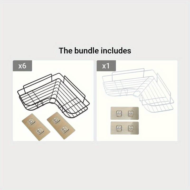 [Cast Iron Shower Shelf] 1pc Cast Iron Corner Shower Shelf - No-Drill Wall Mounted Black Wire Mesh Bathroom Storage Rack for Easy Access & Organization, Perfect for Shampoo, Conditioner, and Soap, Bathroom Storage Solution |