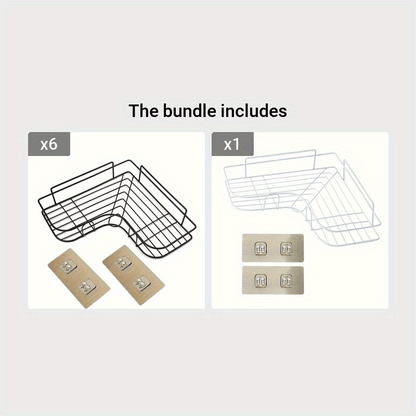 [Cast Iron Shower Shelf] 1pc Cast Iron Corner Shower Shelf - No-Drill Wall Mounted Black Wire Mesh Bathroom Storage Rack for Easy Access & Organization, Perfect for Shampoo, Conditioner, and Soap, Bathroom Storage Solution |