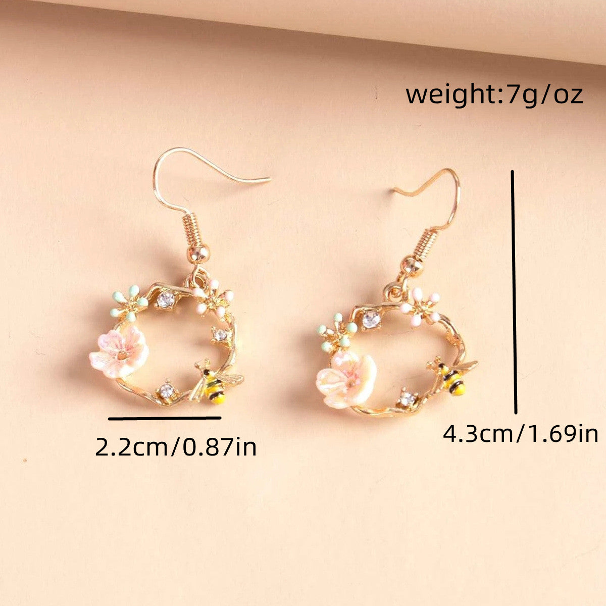 [Silvery Earrings] Silvery Korean Fashion Bee Wreath Earrings | Fairy Shell Flower Earrings