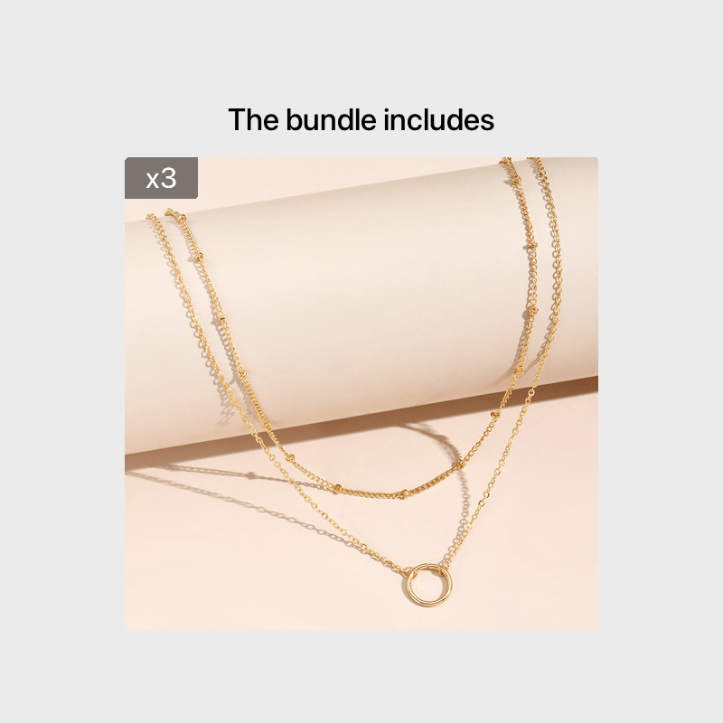 Boho Chic Women'S Golden-Tone Ring Necklace - Elegant Zinc Alloy Chain with Heart Charm, Perfect for Casual Attire or Gifting, Casual Jewelry|Boho Chic Style|Zinc Alloy Necklace