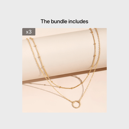 Boho Chic Women'S Golden-Tone Ring Necklace - Elegant Zinc Alloy Chain with Heart Charm, Perfect for Casual Attire or Gifting, Casual Jewelry|Boho Chic Style|Zinc Alloy Necklace