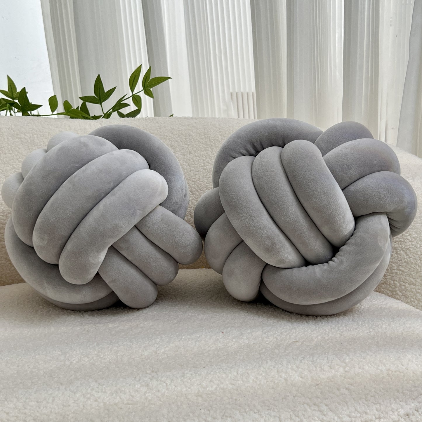 [Soft Plush Knot Ball Pillows] 2pcs Soft Plush Knot Ball Pillows - Minimalist Stress-Relieving Round Cushions - Machine Washable for All-Season Comfort
