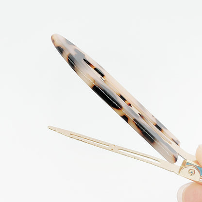 4pcs Hair Clip Styling without Bending, Acrylic Resin Flat Clip, No Crease Curling Small Needle, Seamless Bangs Hair Clip Tool for Makeup - Women's and Girls' Hair Accessories, Leopard Print White and Black