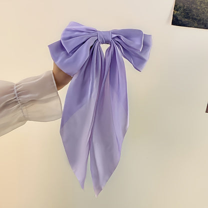 Korean Style Large Red Bow Hair Clip for Women - Long Ribbon Butterfly Hair Accessory with Secure Hold, Elegant Hairpin for Long Hair, Versatile for Casual & Formal Events, Hair Accessories, Formal Hairpiece, Sophisticated De