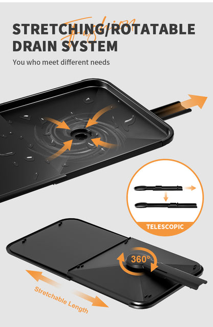 1pc Large Dish Drying Rack, Extendable Dish Rack, Multifunctional Dish Rack For Kitchen Counter, Anti-Rust Drying Dish Rack With Cutlery & Cup Holders, Home Kitchen Accessories