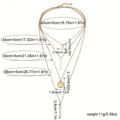 1 Fashion Layered Star Round Pendant Necklace For Women Women's Fine Jewelry Elegant Accessories Trendy