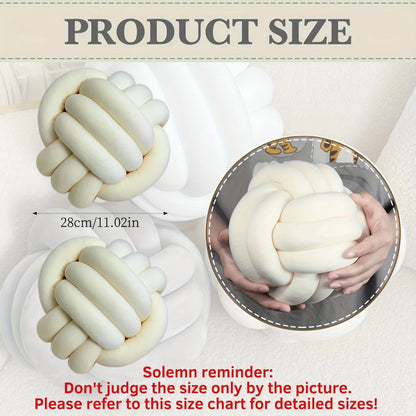 [Soft Plush Knot Ball Pillows] 2pcs Soft Plush Knot Ball Pillows - Minimalist Stress-Relieving Round Cushions - Machine Washable for All-Season Comfort