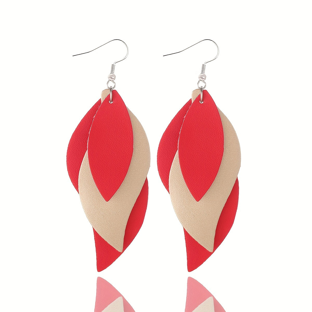 3-layer Leaf Design Retro Dangle Earrings PU Leather Exquisite Gift For Women Daily Casual