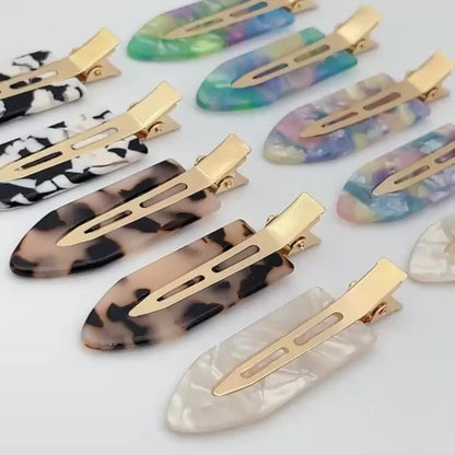 4pcs Hair Clip Styling without Bending, Acrylic Resin Flat Clip, No Crease Curling Small Needle, Seamless Bangs Hair Clip Tool for Makeup - Women's and Girls' Hair Accessories, Leopard Print White and Black