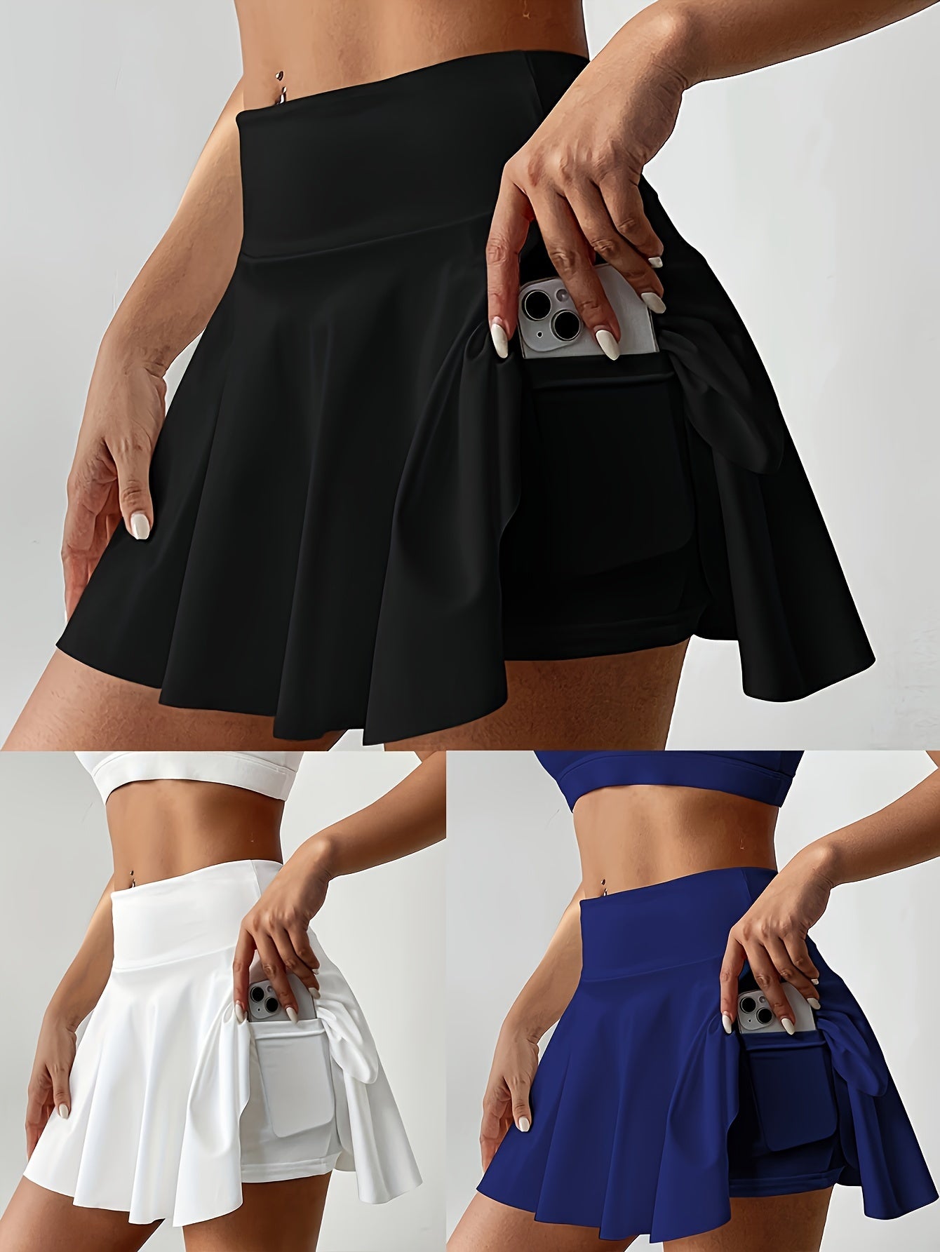 Women's 3-Pack Sports Skorts with Shorts Pockets, Casual Active Tennis Skirts for Golf, Athletic Style