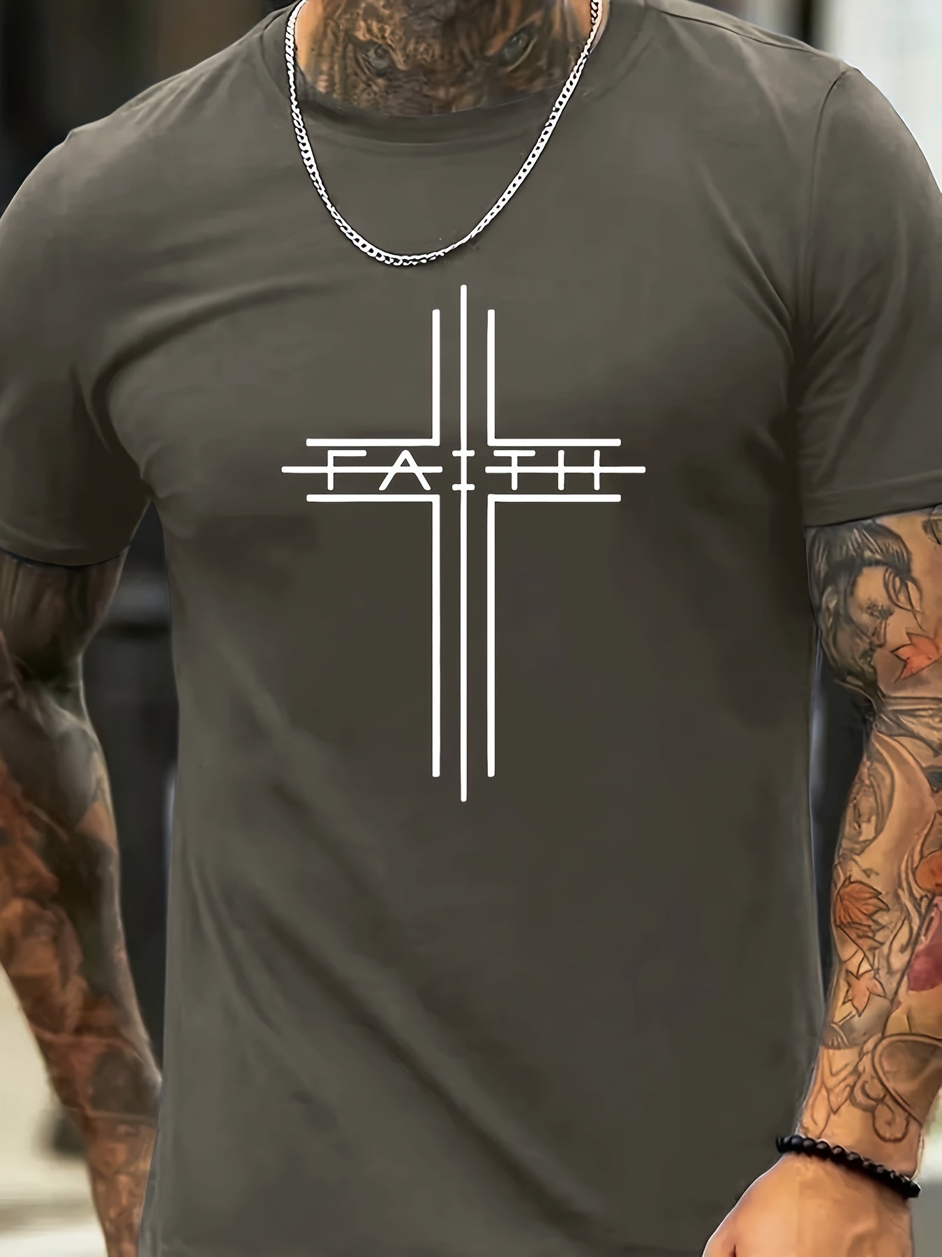 Print Men's Trendy Short Sleeve T-shirts, Comfy Casual Breathable Tops For Men's Fitness Training, Jogging, Outdoor Activities