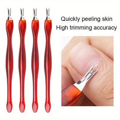 10pcs Dead Skin Nail Edge Dead Skin Pusher Dead Skin Cutter Stainless Steel Metal Head Nail Care Tools