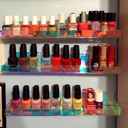 4-Pack 15" Iridescent Acrylic Clear Rainbow Floating Shelves for Book, Nail Polish, Sunglasses, Essential Oil, Picture, Toy Display and Storage