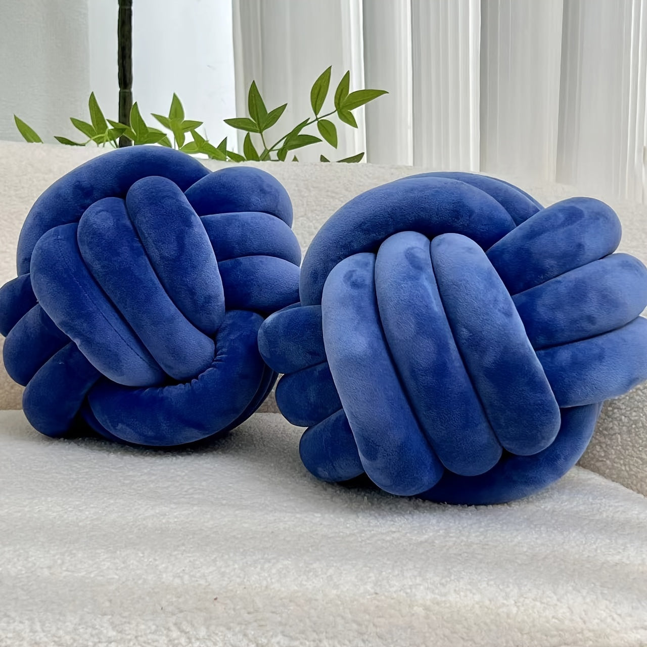 [Soft Plush Knot Ball Pillows] 2pcs Soft Plush Knot Ball Pillows - Minimalist Stress-Relieving Round Cushions - Machine Washable for All-Season Comfort