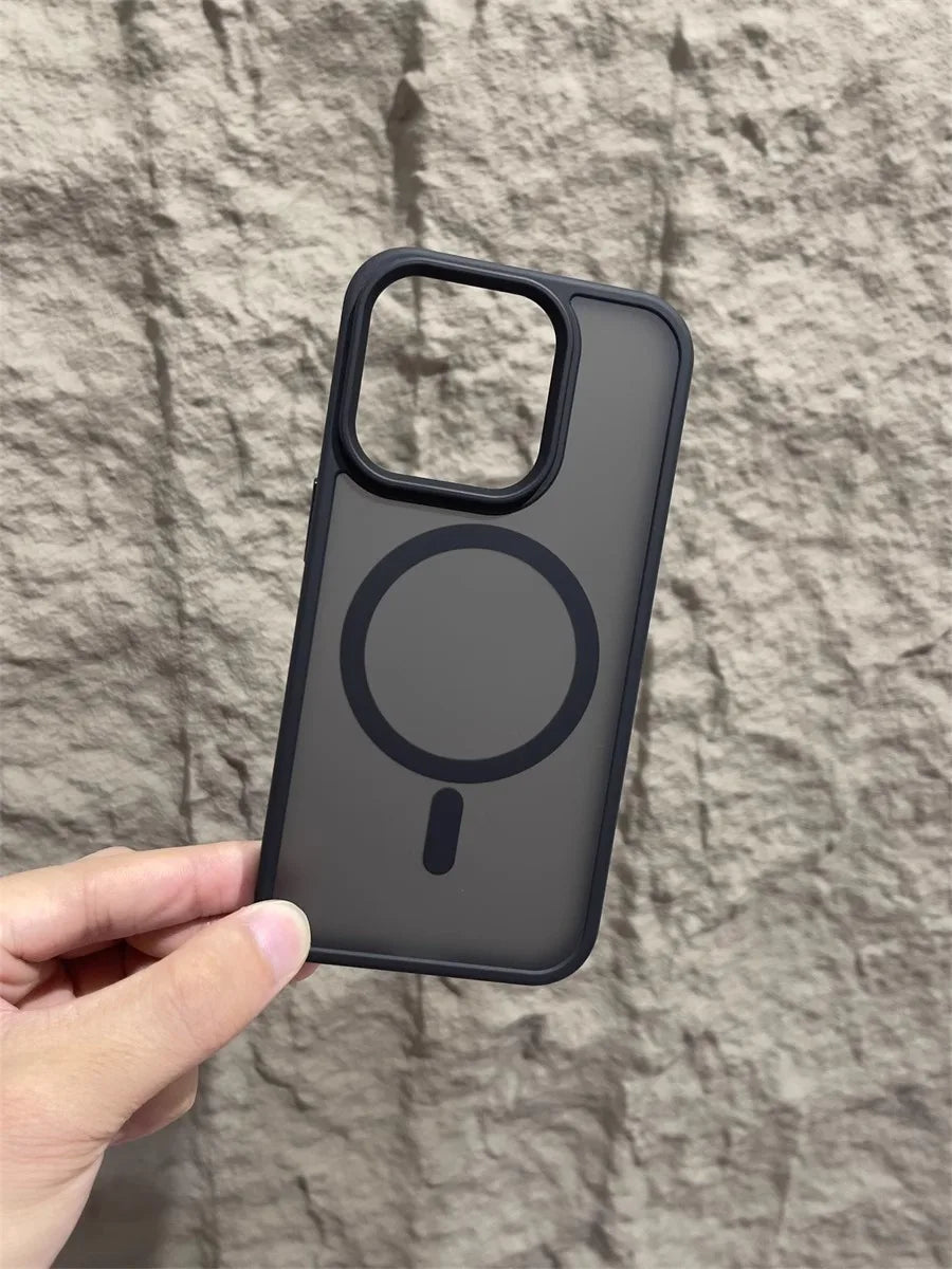 Matte Magnetic Original Phone Case For iPhone Air 17 16 15 14 12 11 13 Pro Max Plus For Magsafe Wireless Charging Protect Cover