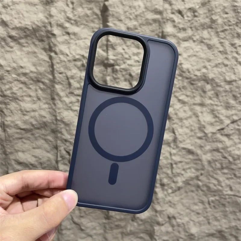 Matte Magnetic Original Phone Case For iPhone Air 17 16 15 14 12 11 13 Pro Max Plus For Magsafe Wireless Charging Protect Cover