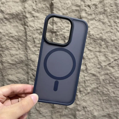 Matte Magnetic Original Phone Case For iPhone Air 17 16 15 14 12 11 13 Pro Max Plus For Magsafe Wireless Charging Protect Cover