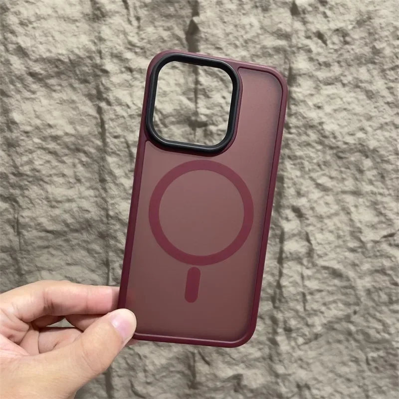Matte Magnetic Original Phone Case For iPhone Air 17 16 15 14 12 11 13 Pro Max Plus For Magsafe Wireless Charging Protect Cover