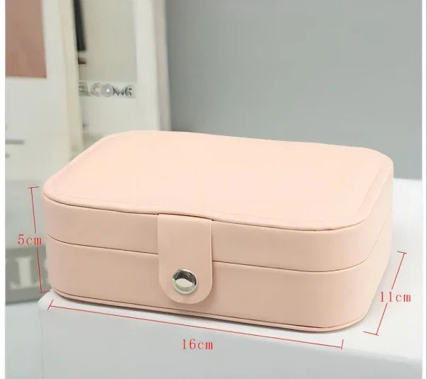 Fashion portable jewelry box jewelry storage rack display travel jewelry box button leather storage zipper jewelry