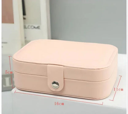 Fashion portable jewelry box jewelry storage rack display travel jewelry box button leather storage zipper jewelry