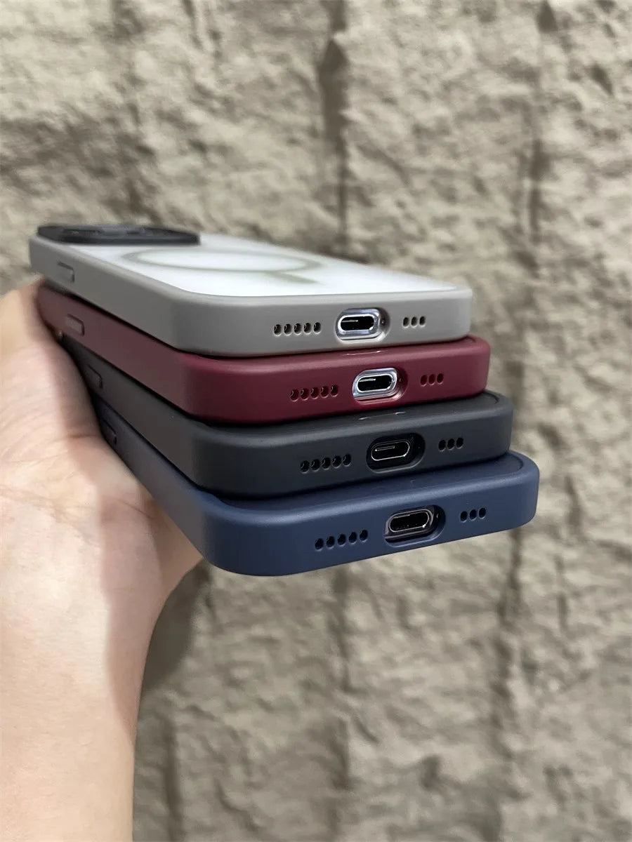 Matte Magnetic Original Phone Case For iPhone Air 17 16 15 14 12 11 13 Pro Max Plus For Magsafe Wireless Charging Protect Cover