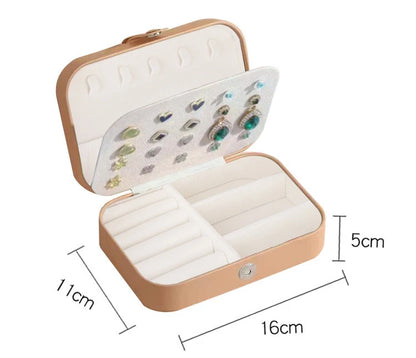Fashion portable jewelry box jewelry storage rack display travel jewelry box button leather storage zipper jewelry