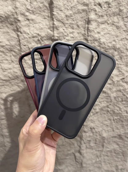 Matte Magnetic Original Phone Case For iPhone Air 17 16 15 14 12 11 13 Pro Max Plus For Magsafe Wireless Charging Protect Cover