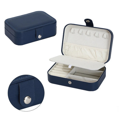 Fashion portable jewelry box jewelry storage rack display travel jewelry box button leather storage zipper jewelry