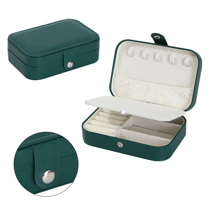 Fashion portable jewelry box jewelry storage rack display travel jewelry box button leather storage zipper jewelry