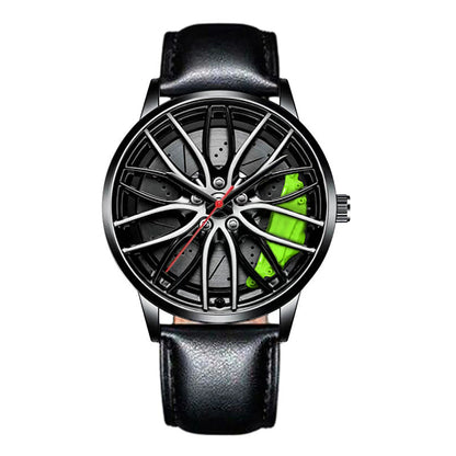 Car Wheel Watch With Leather Strap For Men Multifunctional Business Male Clock Running Climbing Fishing Sports Watch Car Watch