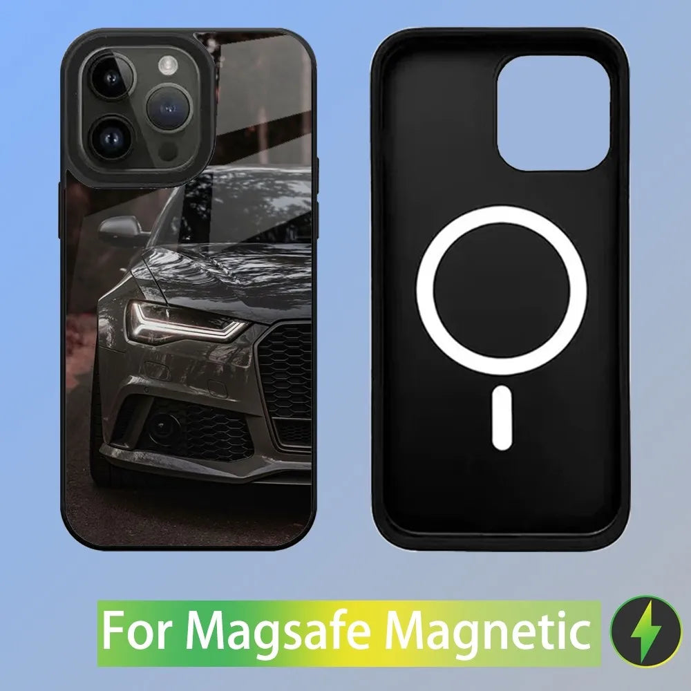 R-S 6 7 sport car Phone Case For iPhone 16,15,14,13,12,11,Plus,Pro,Max Mini A-AudiS-S Magsafe Magnetic Wireless Charging