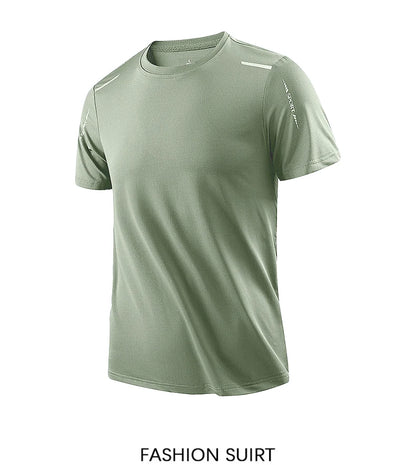 CHRLCK Men's Running Quick Drying T-shirts Breathable Hiking Fishing Tees Soft Elasticity Outdoor Sports Short Shirt Summer