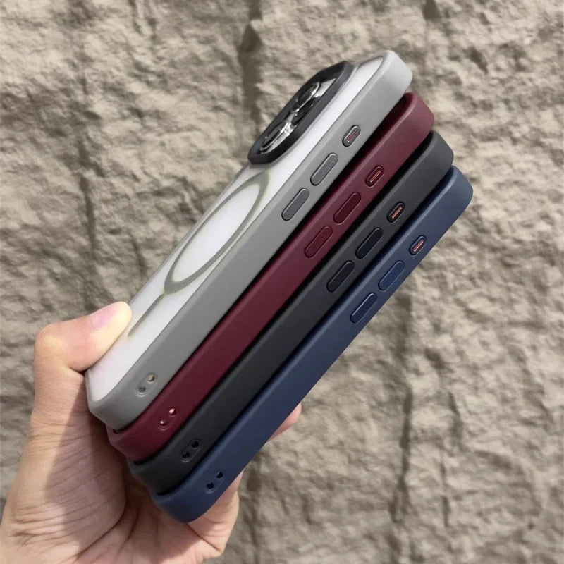 Matte Magnetic Original Phone Case For iPhone Air 17 16 15 14 12 11 13 Pro Max Plus For Magsafe Wireless Charging Protect Cover