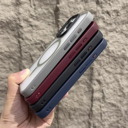 Matte Magnetic Original Phone Case For iPhone Air 17 16 15 14 12 11 13 Pro Max Plus For Magsafe Wireless Charging Protect Cover