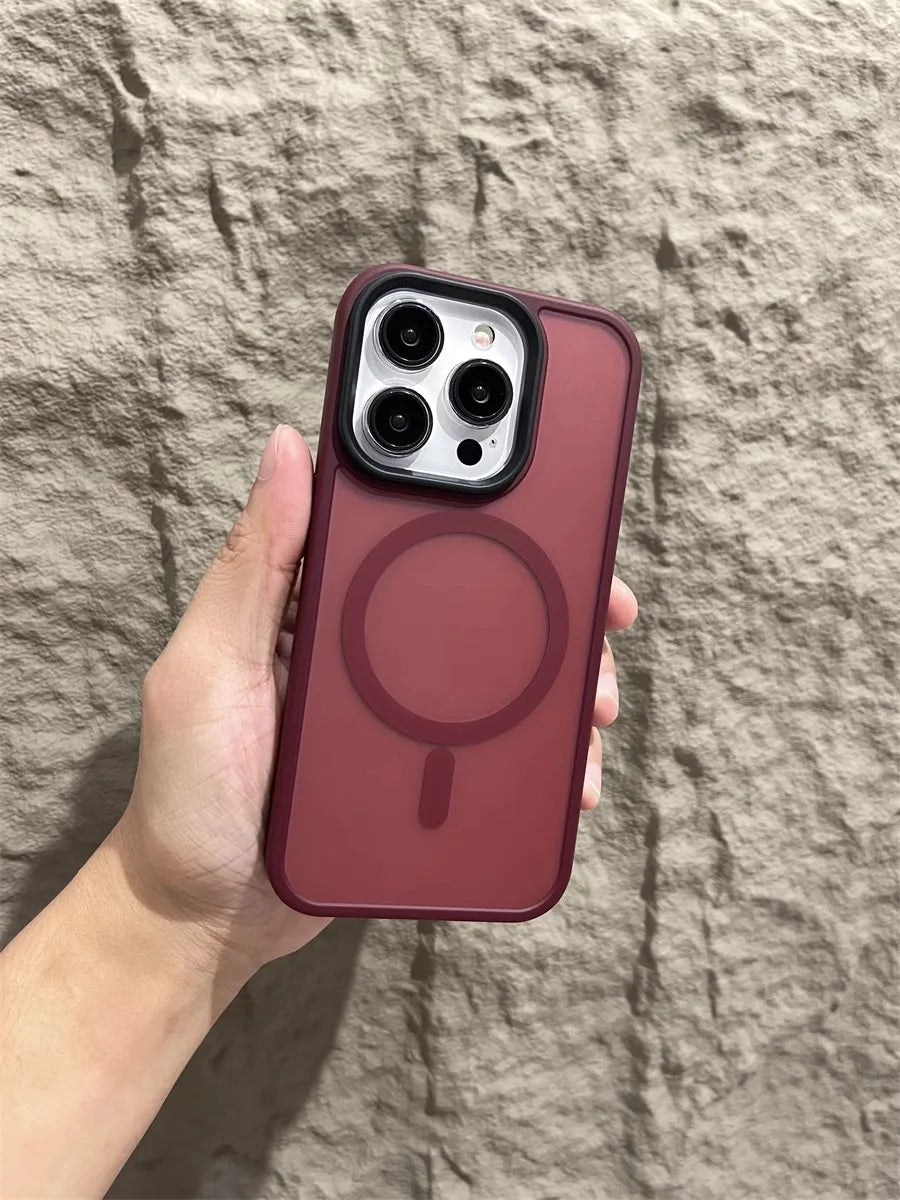 Matte Magnetic Original Phone Case For iPhone Air 17 16 15 14 12 11 13 Pro Max Plus For Magsafe Wireless Charging Protect Cover